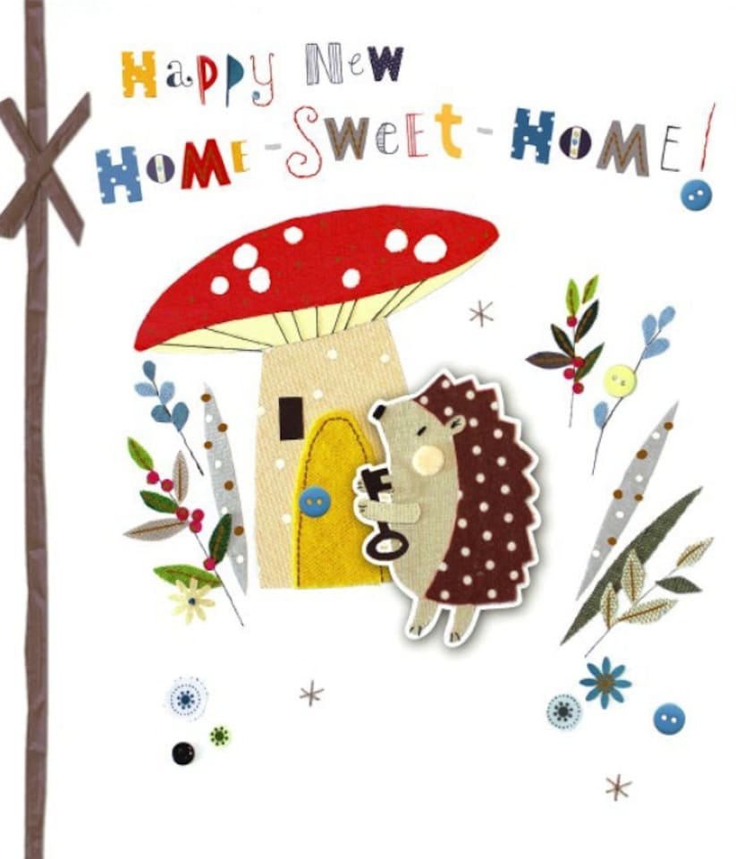 New Home Card - Hedgehog & Toadstool
