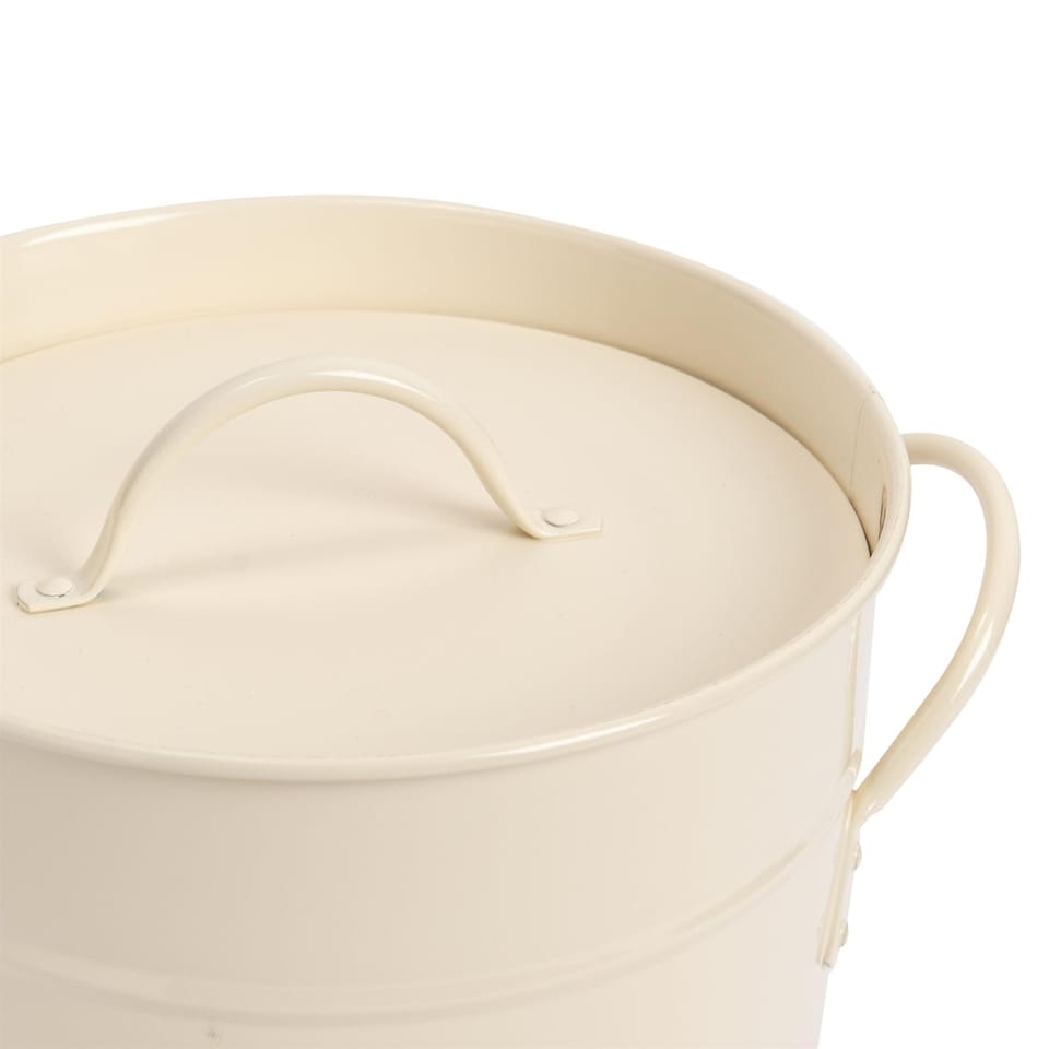 image 1 of Harbour Housewares Vintage Metal Kitchen Compost Bin - Cream | Cream | Beige