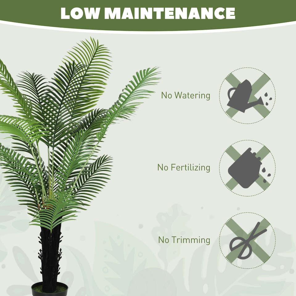 image 1 of HOMCOM 175cm Artificial Areca Palm Tree with PE Leaves and Flocked Soil Green | One Size