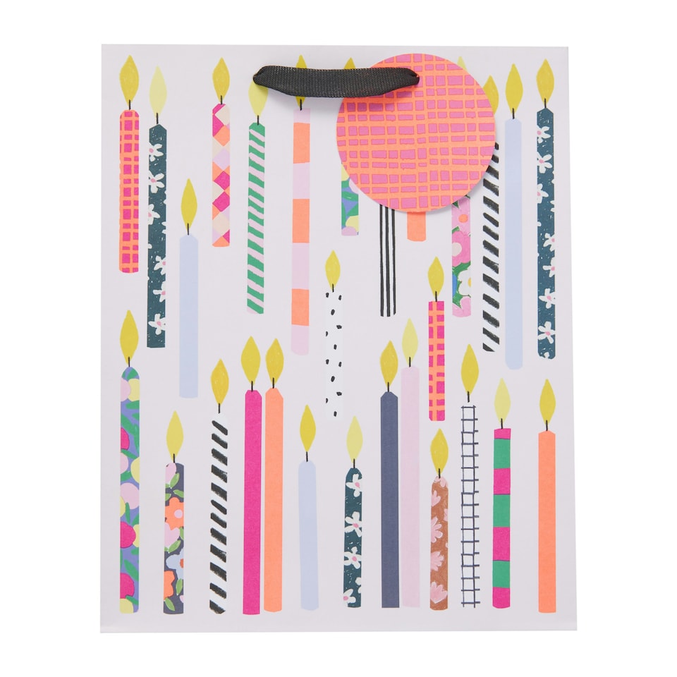 image 1 of Multipack of 3 Large Gift Bags | Party Bags for Presents | Birthdays | For Her/Friend | Candles Design Orange
