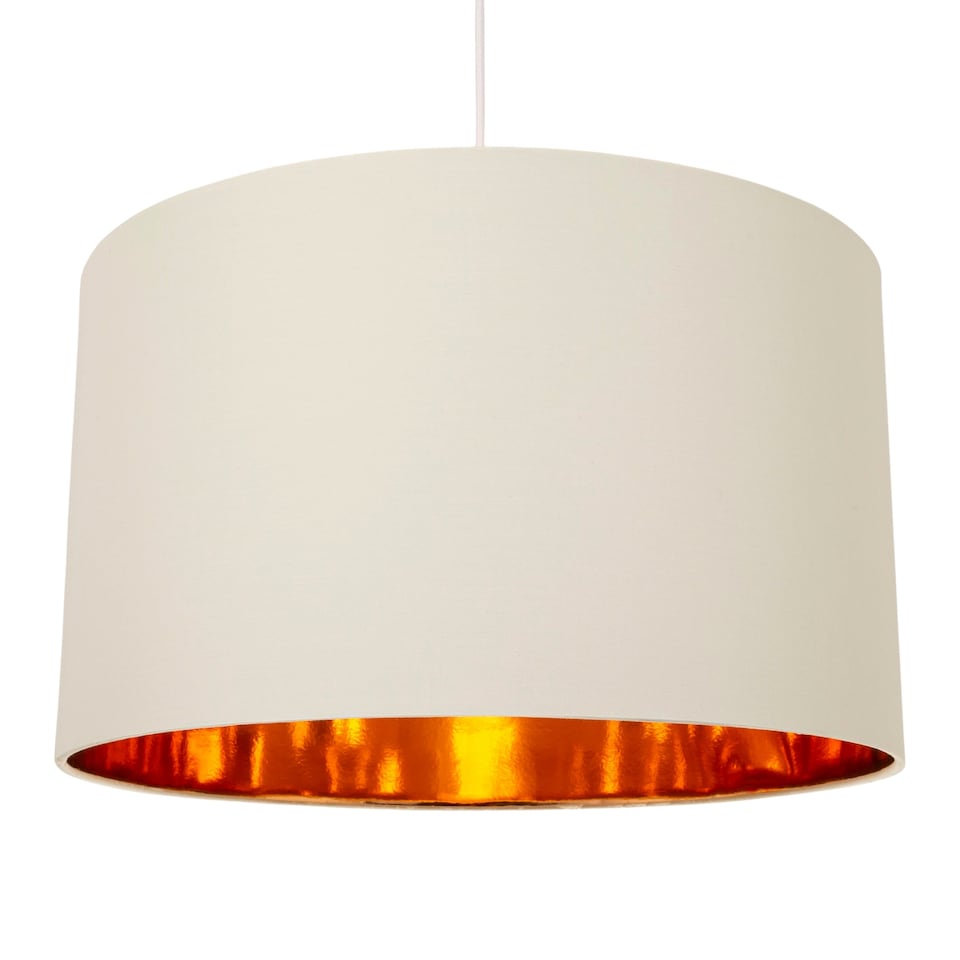 image 1 of Contemporary Cream Cotton 20 Floor/Pendant Lamp Shade with Shiny Copper Inner | Cream
