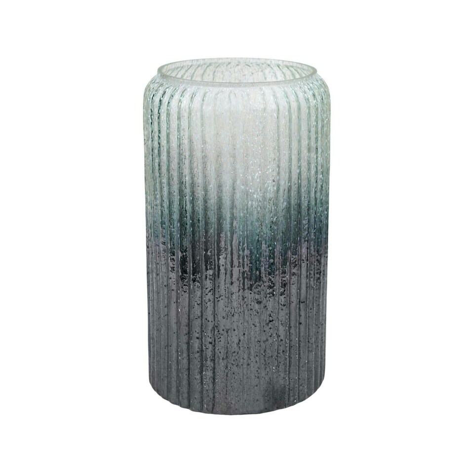 image 1 of Verre Frosted Ribbed Glass Vase Gold
