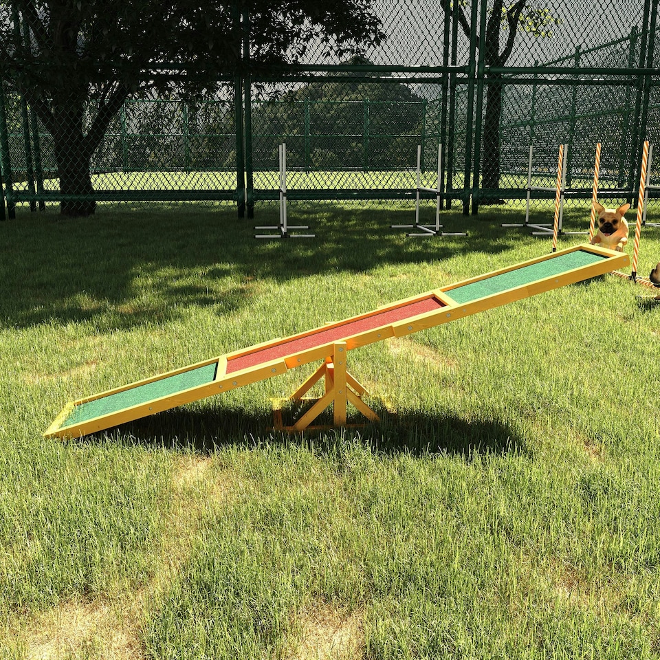 image 1 of PawHut Wooden Pet Seesaw for Big Dogs with Anti-Slip Surface, Natural