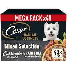48 x 100g Cesar Natural Goodness Grain Free Adult Dog Food Trays Mixed Gravy