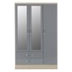 image 10 of Nevada 3 Door 2 Drawer Mirrored Wardrobe Grey | 3D Effect Grey