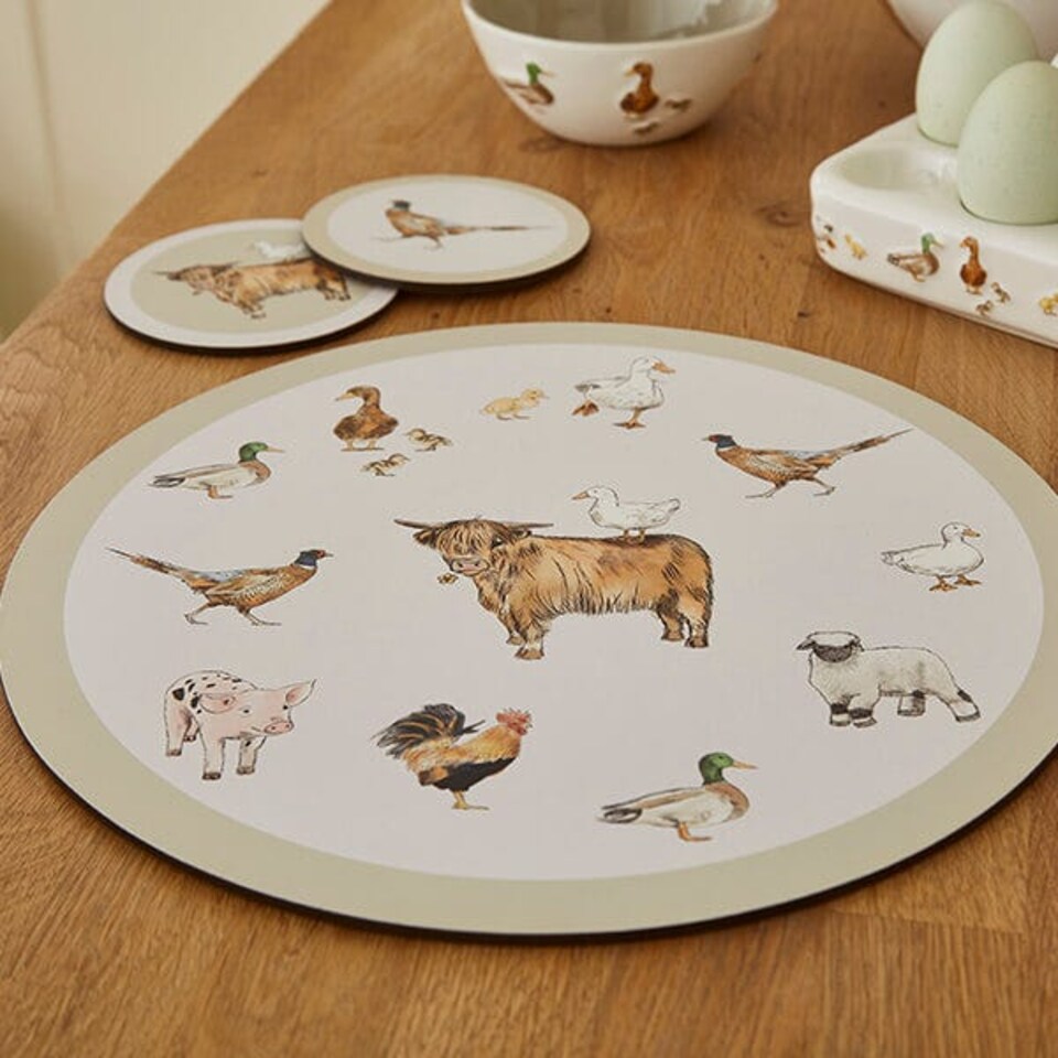 image 1 of Cooksmart Buttercup Farm Set of 4 Round Placemats