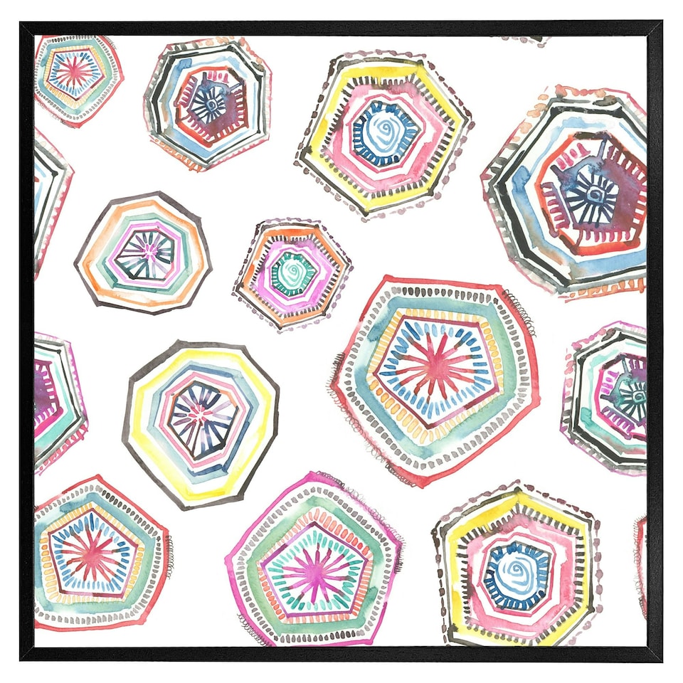 image 1 of Hand painted multicolour watercolour  geometrical pattern (Picutre Frame) Brown | S