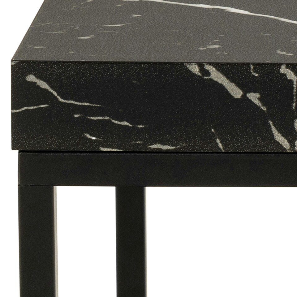 image 1 of Barossa Coffee Table with Black Marble Effect Top & Black Steel Base 40cm