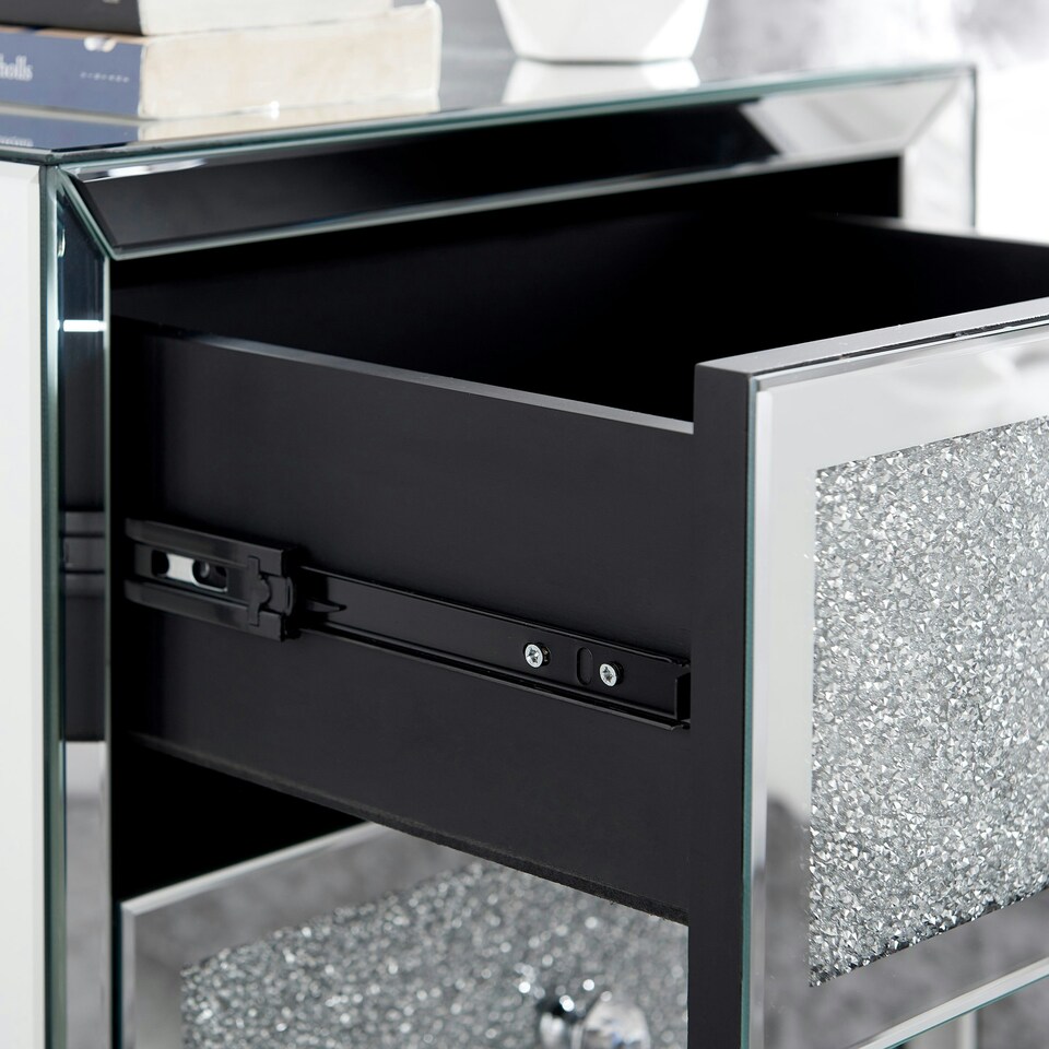 image 1 of Furniturebox Stella Crushed Diamond Mirrored Bedside Table