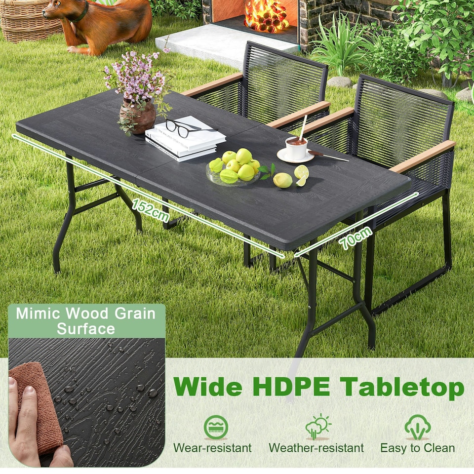 image 1 of COSTWAY 152 cm Portable Folding Picnic Table Dining Table Black