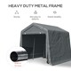 image 3 of Outsunny Garden Storage Tent Bike Shed with Zipper Doors, Grey