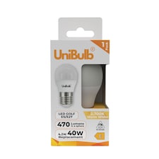 UniBulb LED Golf Ball E27 470lm 4.2W 2700K (Warm White) Light Bulb - Pack of 1 | White | Warm White | 1
