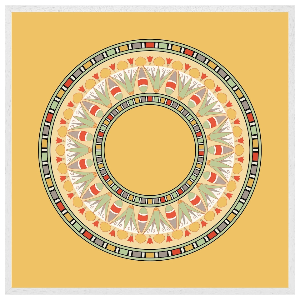 image 1 of Orange circle ornament. round frame (Picture Frame) White | XS