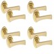 image 1 of Golden Grace 4 Sets Wave Design Door Handles Latch on Round Rose in Electro Brass Finish - 52mm Diameter Gold