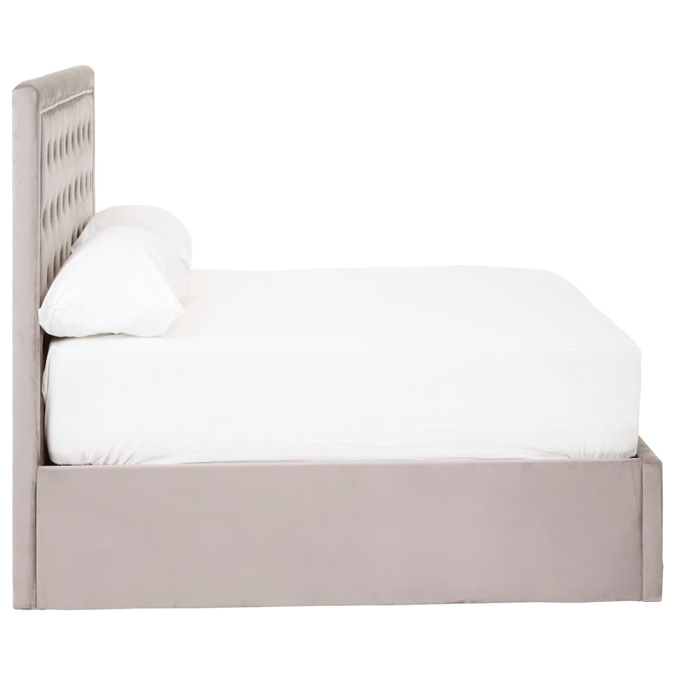 image 1 of Interiors By Premier Elegant Steel Velvet Double Bed, Minimalist Double Bed For Bedroom, Velvet Upholstered Stud Detail Bed
