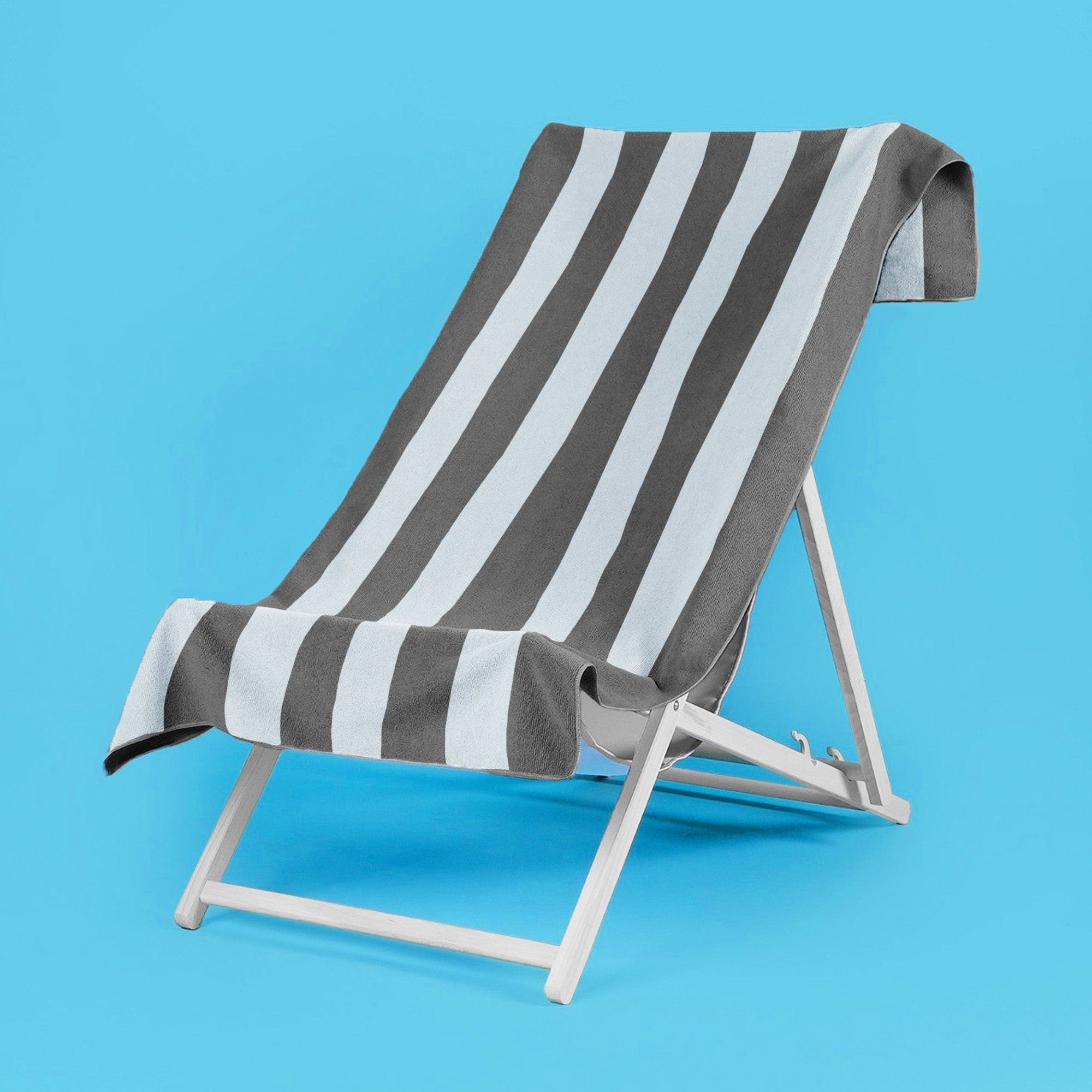 Velosso Cabana Stripe Beach Towel with Stripe Design in Grey