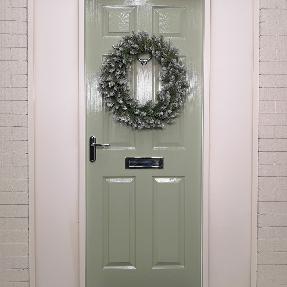 image 1 of 60cm Snow Tip Christmas Wreath with 160 Bullet Tips