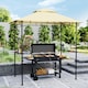 image 2 of Outsunny 2.4 x 1.5 m  Grill Gazebo Canopy with LED Lights, Double Tiered Outdoor BBQ Gazebo Shelter with 2 Side Shelves, Storage Basket and Hooks for Garden, Barbecue, Picnic, Beige