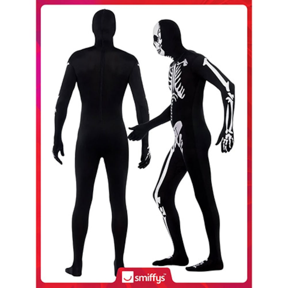 image 1 of Skeleton Second Skin Glow In The Dark Fancy Dress Costume Unisex Adult Large