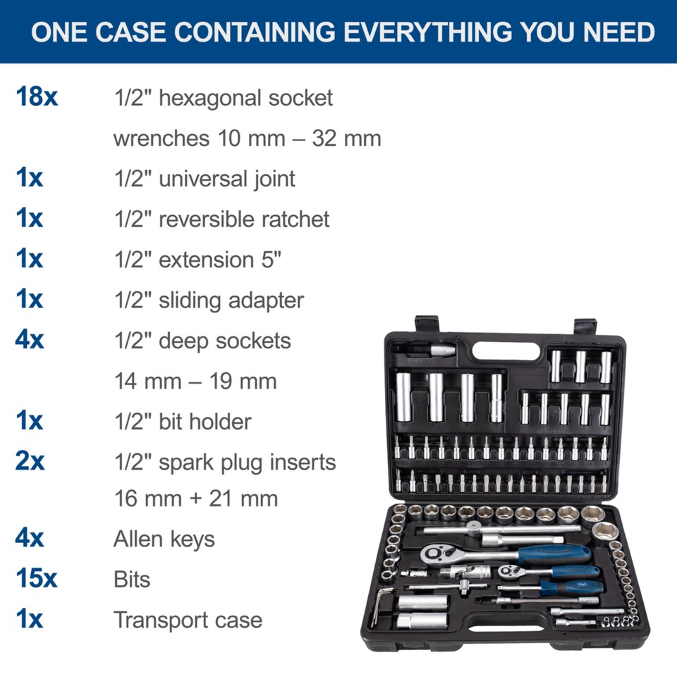 Scheppach Socket Set Scheppach TB94 Socket Wrench Set, 95 Piece Tool Kit, Ratchets and ...