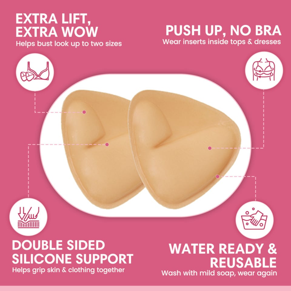 image 1 of Booby Tape A-C Breast Cup Extra Boost, Double Sided Adhesive Push Up Inserts for Fuller Bust, Provides All-Day Support and Comfortable Wear, Waterproof and Reusable, Lifts Up to 2 Cup Sizes