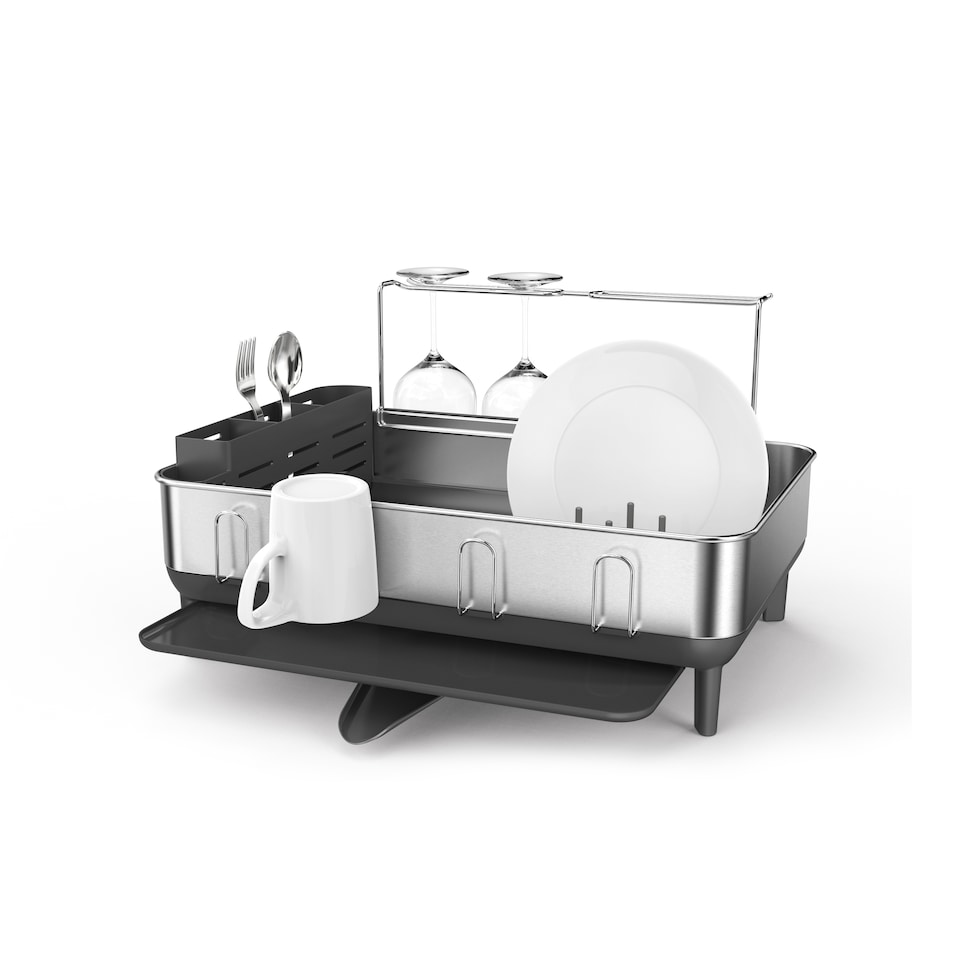image 1 of Simplehuman Steel Frame Dish Rack Dish Drainer, Brushed Stainless Steel