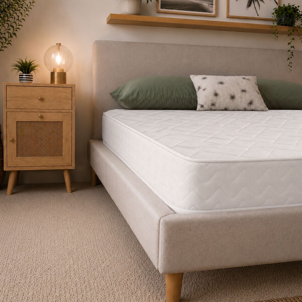 image 1 of 18cm Quilted Brick Hybrid Memory Foam Spring Mattress Soft Feel