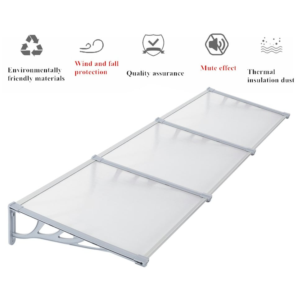 image 1 of Living and Home Door Window Awning Canopy Rain Cover - L270*W90*H28cm Grey