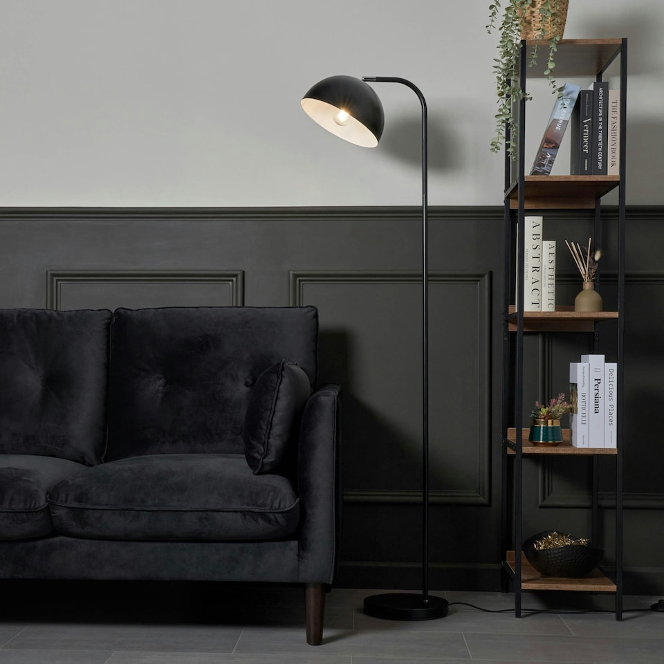 image 1 of BHS Travis Arc Floor Lamp, Matte Black