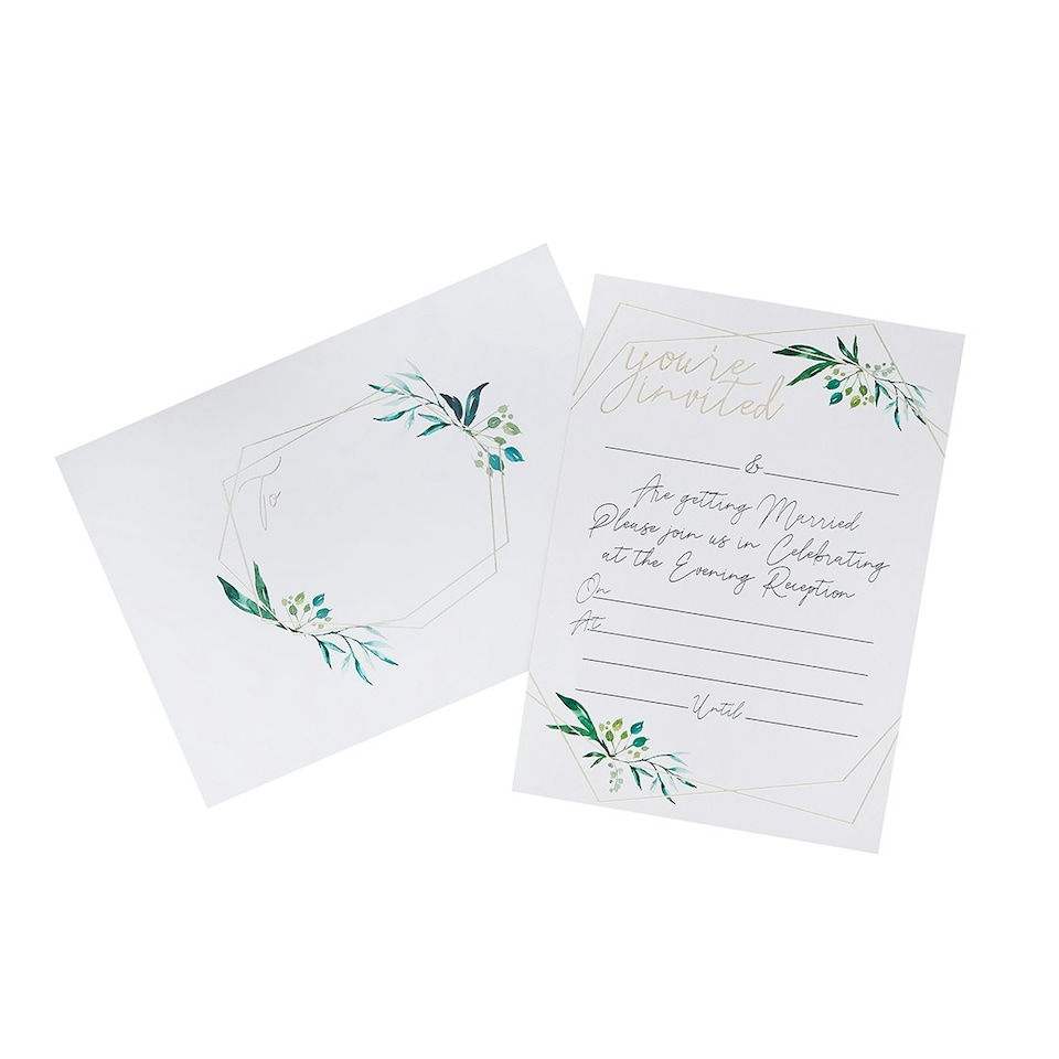 image 1 of Geometric Greenery Evening Invitations & Envelopes - Pack of 25