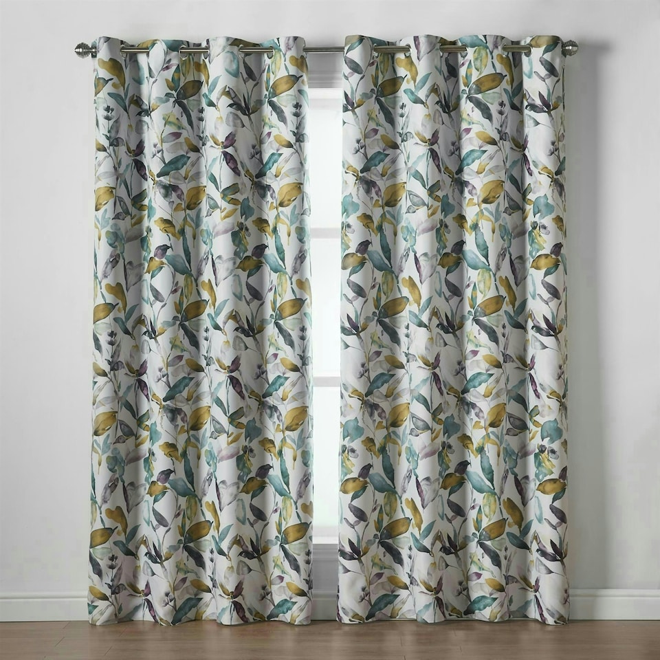 image 1 of Giverny Eyelet Curtains - Green 167 cm x 229 cm