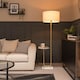 image 3 of ValueLights Tavel Brushed Gold Metal Floor Lamp with Table | Gold
