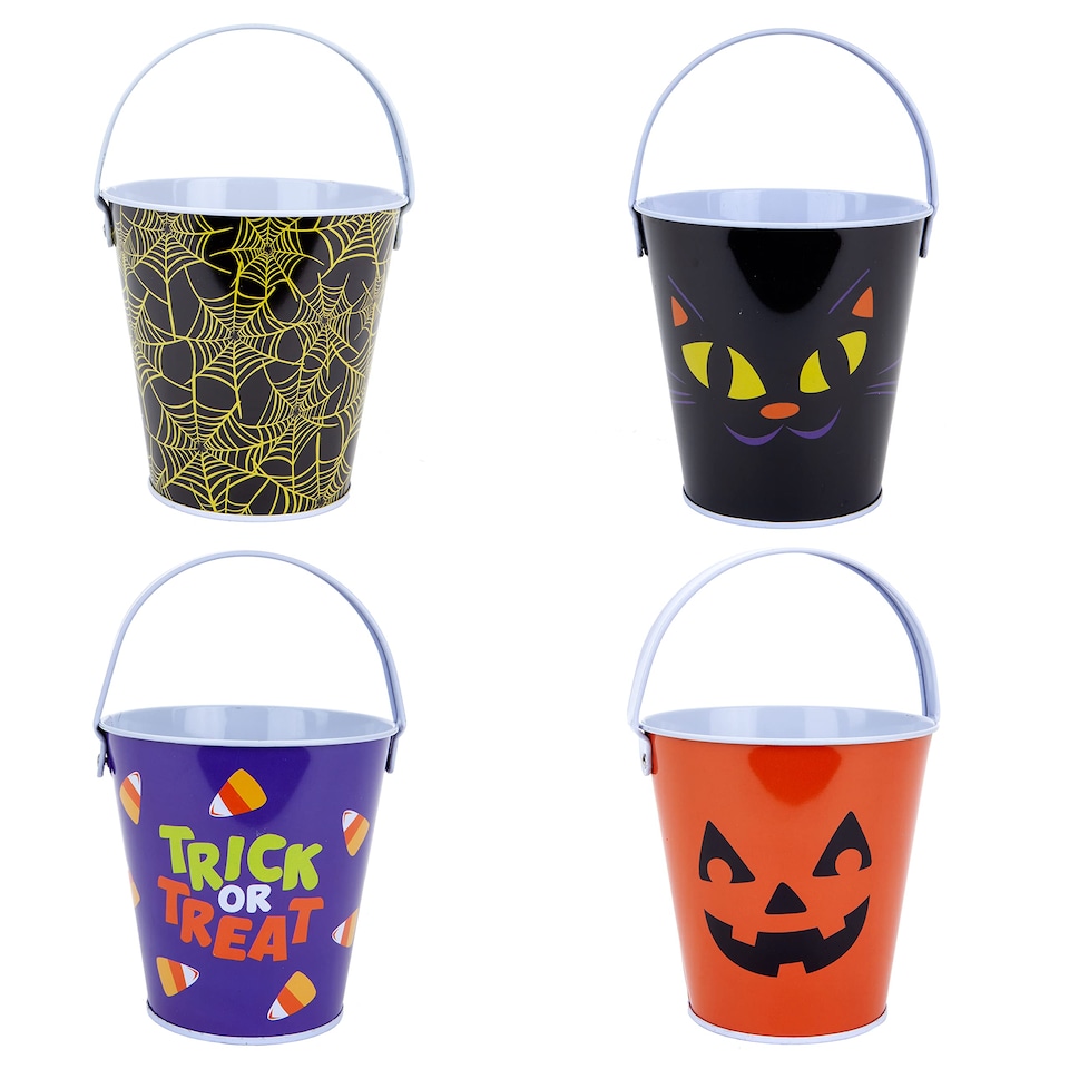 image 1 of VFM e-Store Halloween Candy Bucket - Pumpkin Cat Design - Lightweight Trick-or-Treat Pail