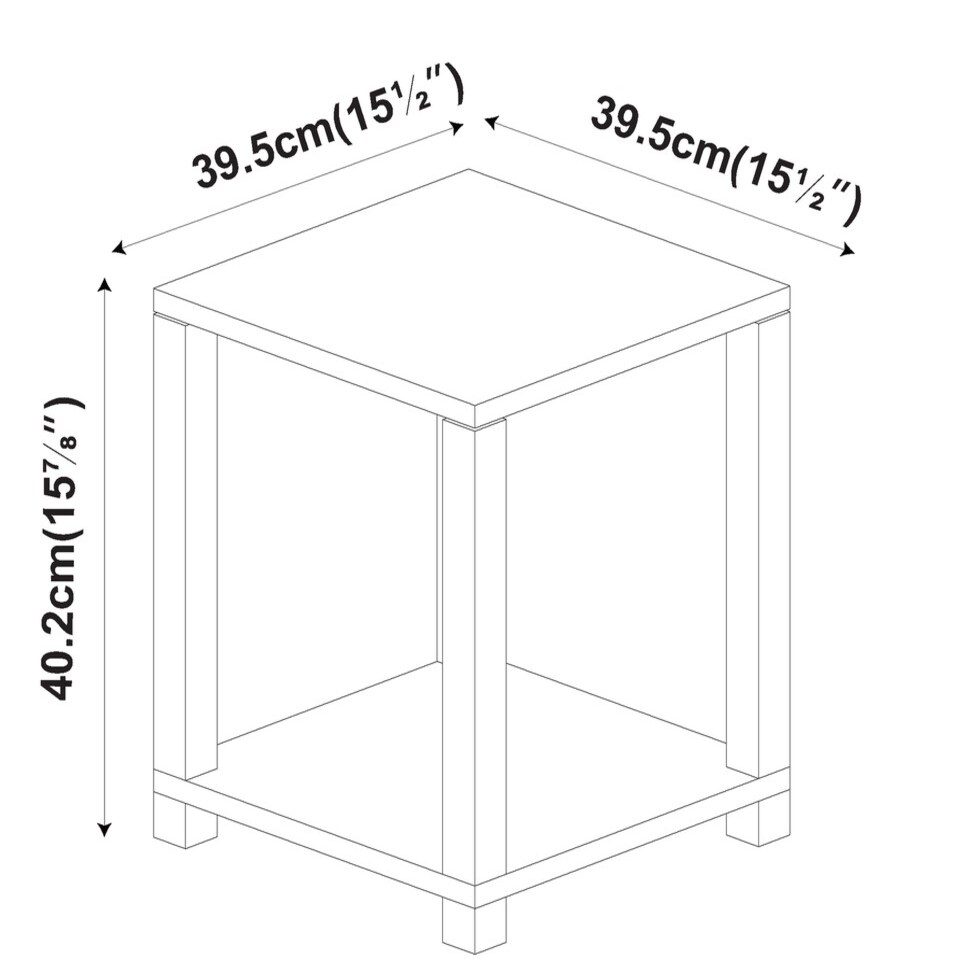 image 1 of Sandra 2 Tier S-Tube End Table Small Wood Bedside Nightstand With Storage Shelf | Multi | White with Black Legs