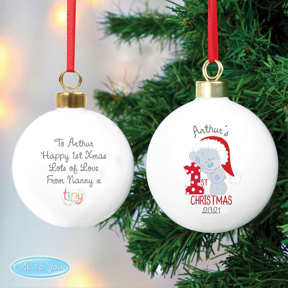 image 1 of Personalised Tiny Tatty Teddy 'My 1st Christmas' Bauble