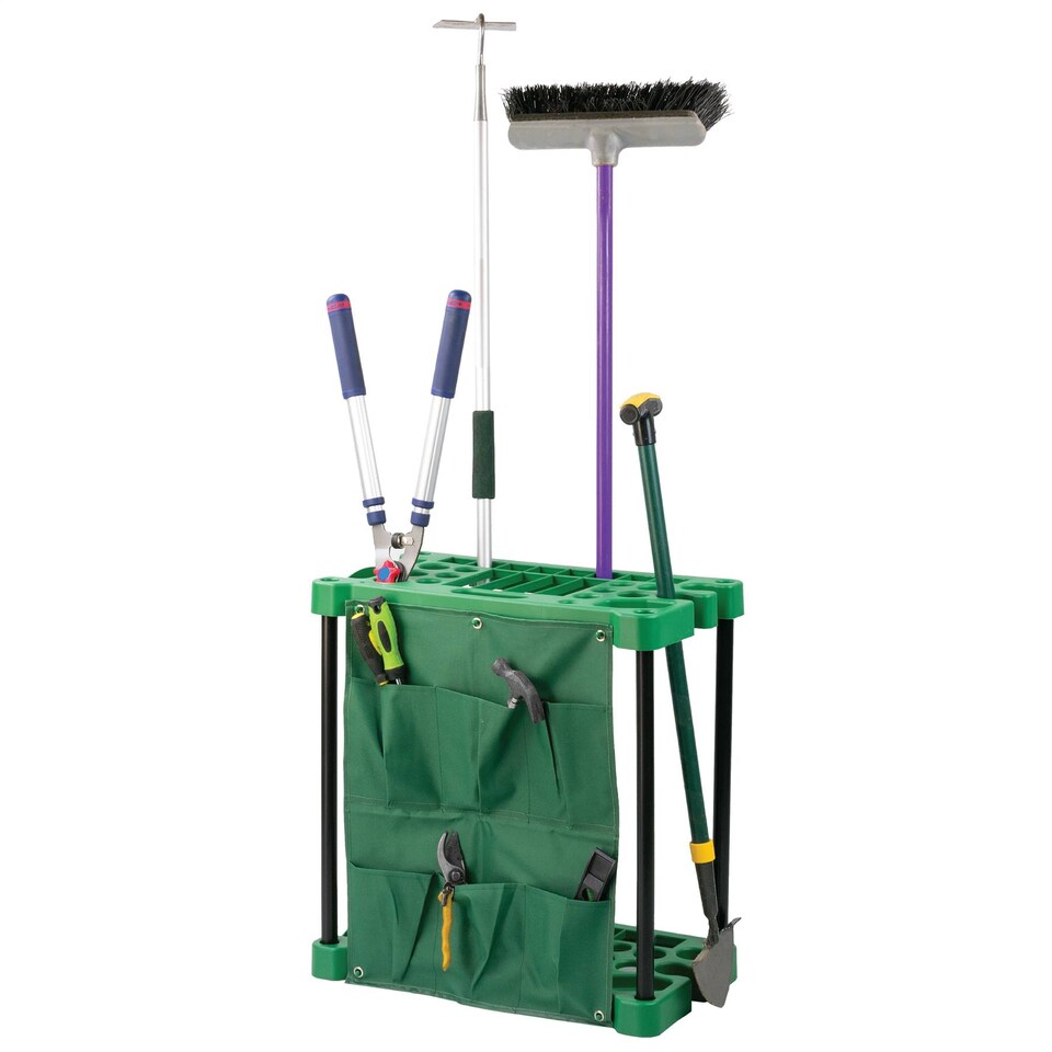 image 1 of KCT Garden Tool Storage Rack Organiser Holder Tidy For Shed Garage Accessories Solutions Freestanding Plastic Trolley Spade Rake