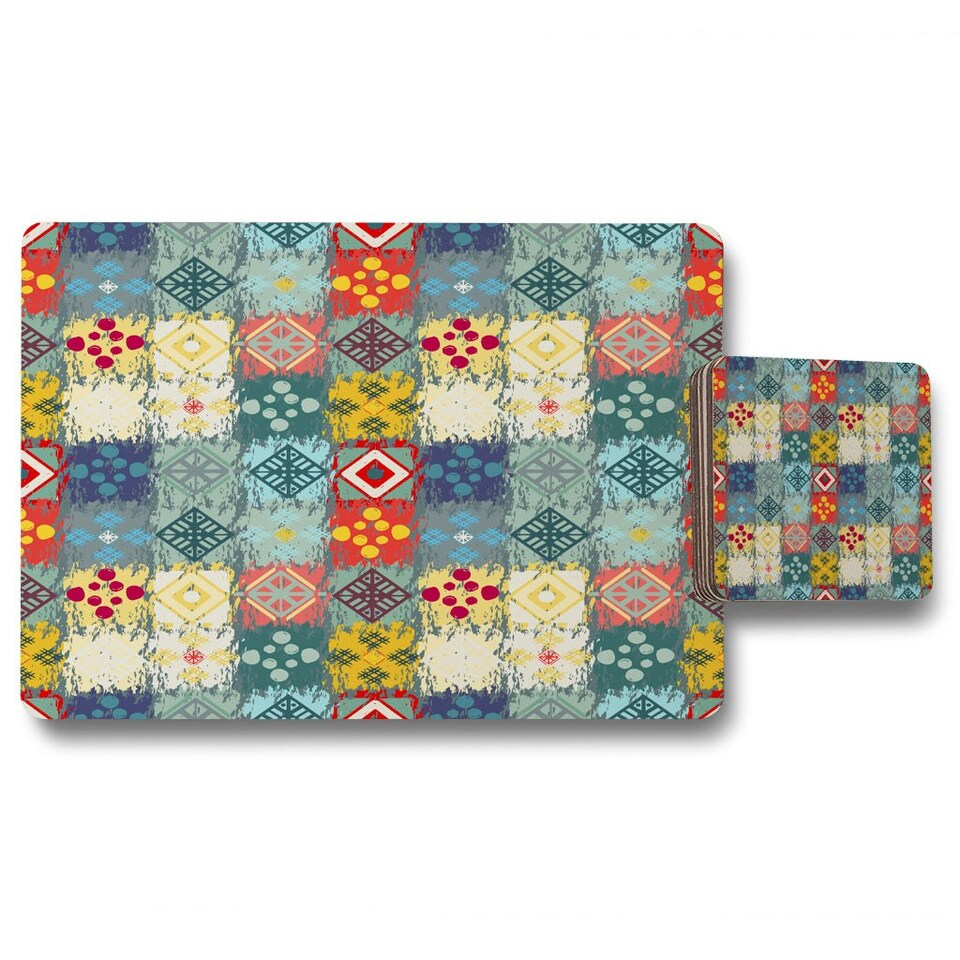 image 1 of Tribal art boho (Placemat & Coaster Set)