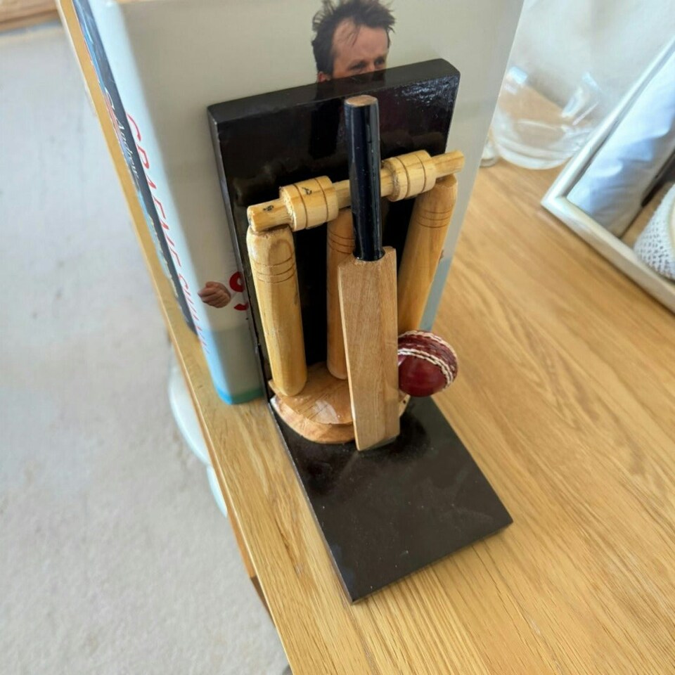 image 1 of CRICKET-GIFTS Cricketing Bookend Single Unit, Wooden, 22cm high, Can also be used as a presentation trophy