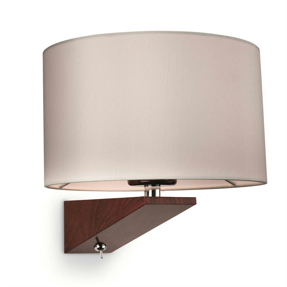 image 1 of Alpine 1 Light Indoor Wall Light (Switched) Dark Walnut, Cream Shade, E27