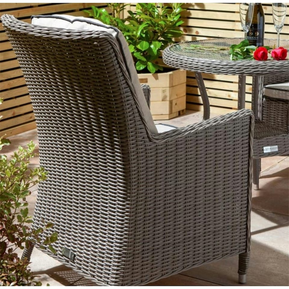 image 1 of 2 Seater Natural Stone Rattan Weave Garden Bistro Set