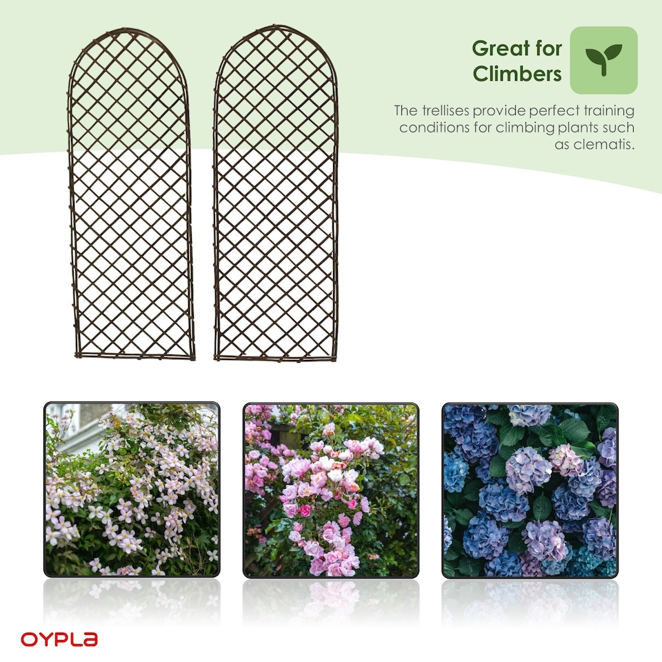 image 1 of Set of 2 Willow Trellis Fencing Panel Screen Climbing Trellises