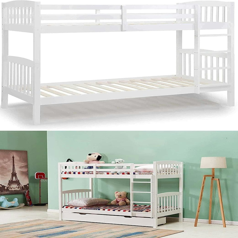 image 1 of Bunkbed Kids white 3ft single wooden bunk bed childrens bedroom furniture