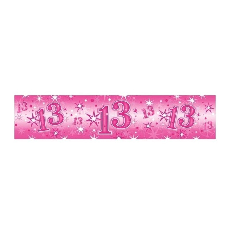 Qualatex Foil 13th Birthday Banner - Pink - One Size