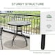 image 6 of Outsunny 80 cm Round Garden Dining Table with Parasol Hole for 4, Outdoor Coffee Bistro End Side Table with Tempered Glass Top and Steel Frame for Patio, Porch, Black