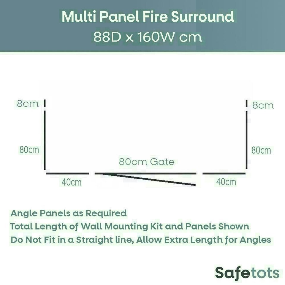 image 1 of Safetots Wooden Multi Panel Fire Surround, 88cm Deep x 160cm Wide, Natural Wood, 76cm Tall, Baby and Toddler Fire Guard, Safety Barrier for Fireplaces