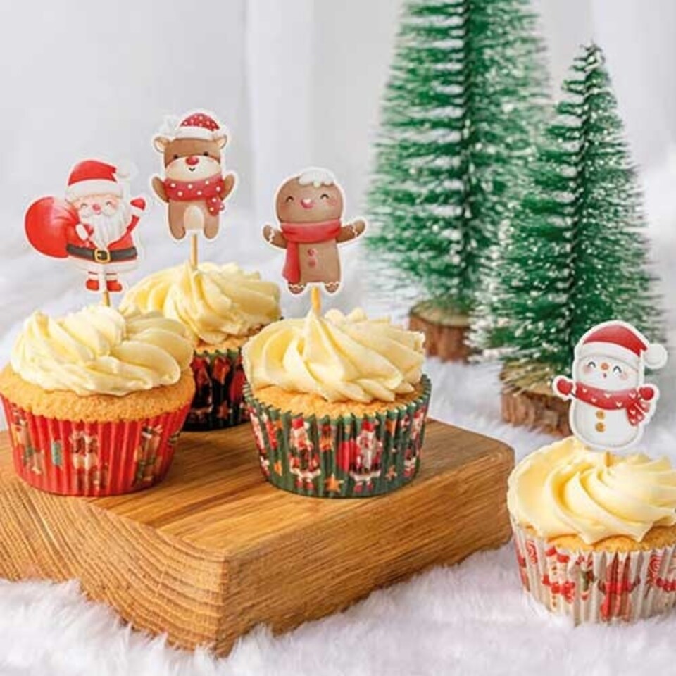 image 1 of Santa and Friends Christmas Paper Cupcake Cases - Pack of 60