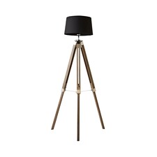 ValueLights Clipper Light Wood Floor Lamp Black Taper Shade and Bulb