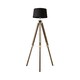image 1 of ValueLights Clipper Light Wood Floor Lamp Black Taper Shade and Bulb
