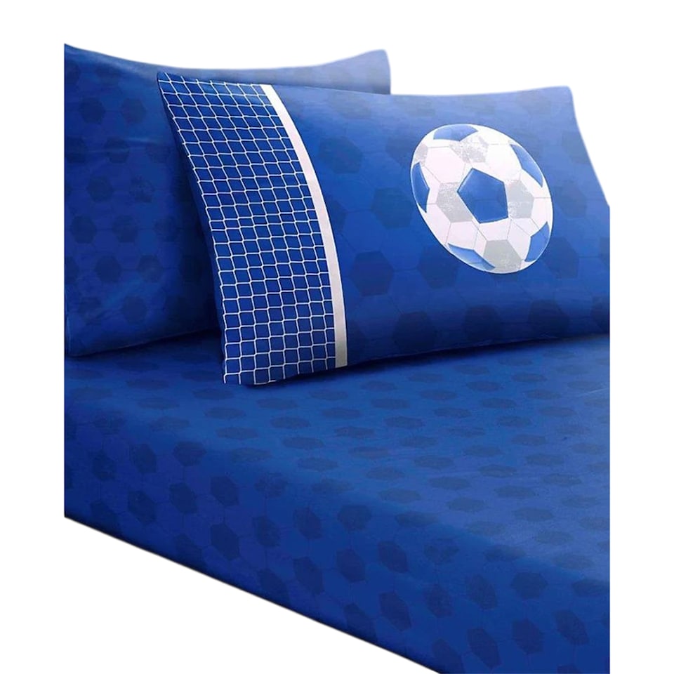 image 1 of Floso Football Fitted Sheet Set | Blue | Blue/White | One Size | 1