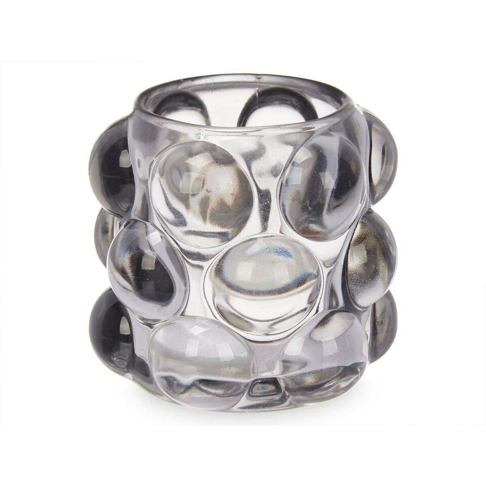 image 1 of Candleholder Microbeads Grey Crystal 8,4 x 9 x 8,4 cm (12 Units) N/A